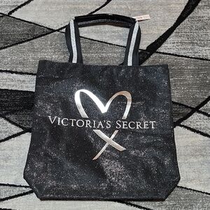 VICTORIA SECRET 2017 FASHION-SHOW SILVER SHINE HEART BLACK CANVAS GLITTE…